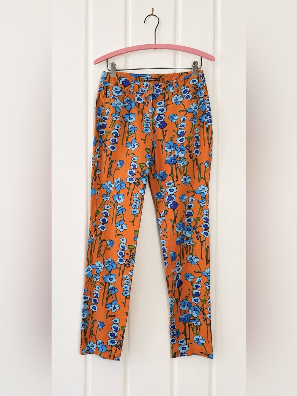 J.McLaughlin Dixie Floral Print Slim Fit Pants Orange Blue Ankle Trousers